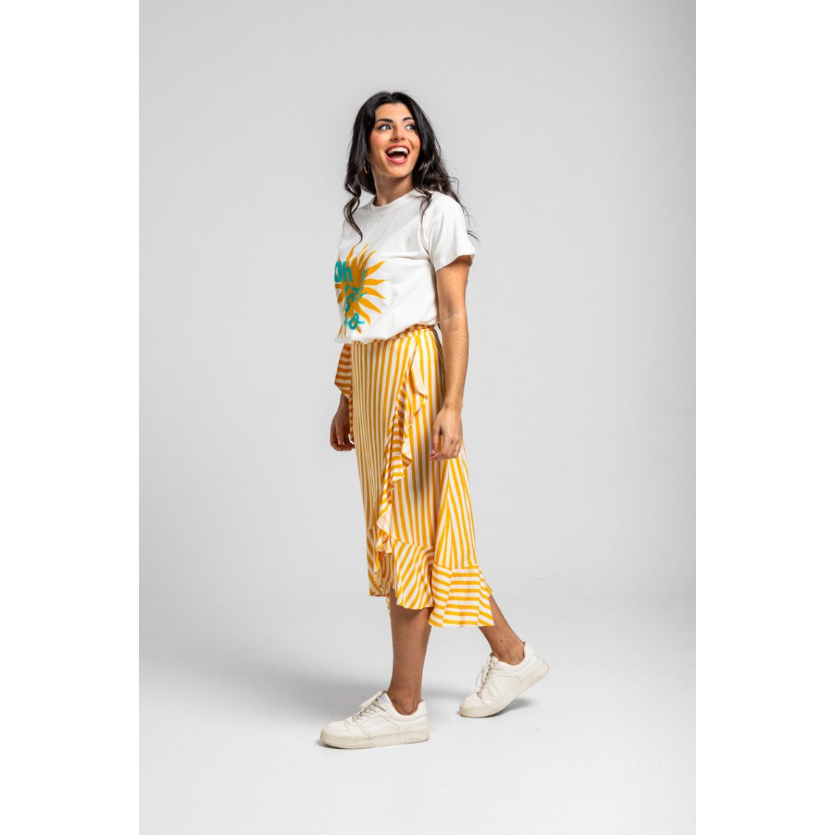 Lolina • Oh Sole mio Sleeveless T-Shirt • White Turquoise Yellow - Image 3