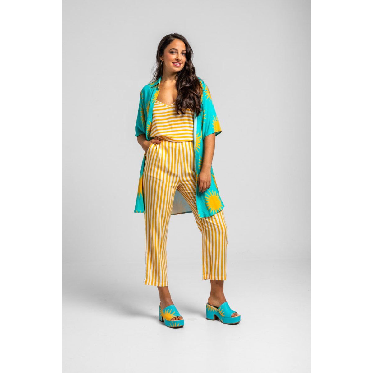 Lolina • Oh Sole Mio Lingerie Blouse  • Yellow White Straps - Image 2