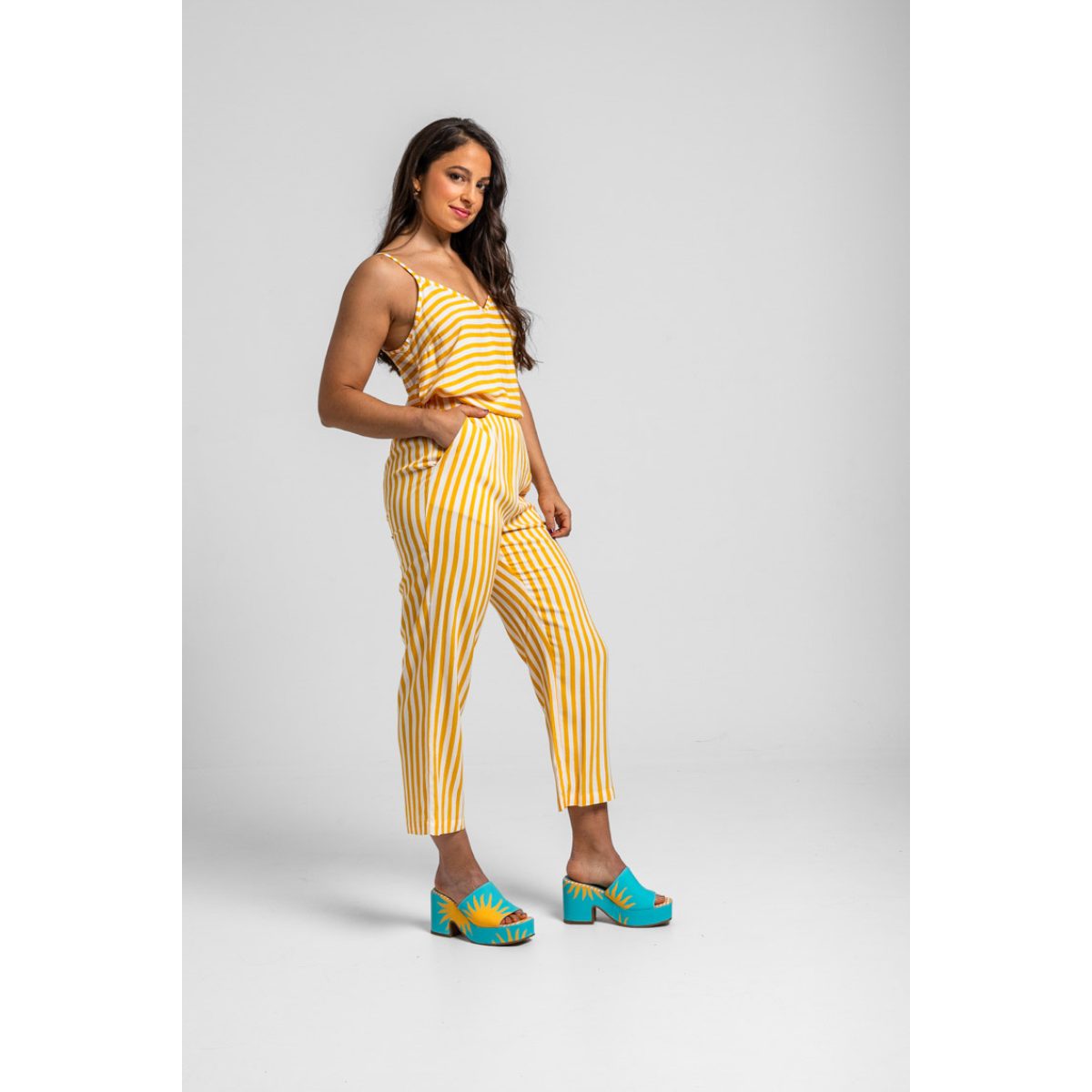 Lolina • Oh Sole Mio Lingerie Blouse  • Yellow White Straps - Image 3