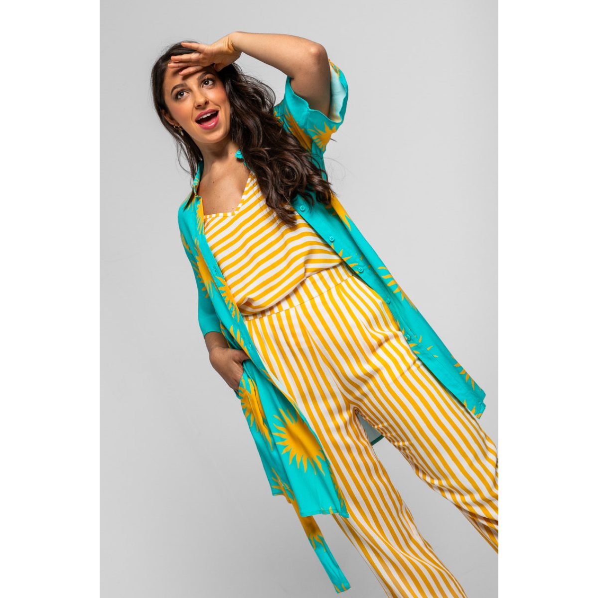 Lolina • Oh Sole Mio Culotte Pants • Yellow White Straps - Image 3