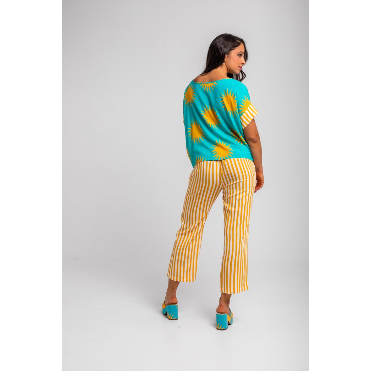 Lolina • Oh Sole Mio Culotte Pants • Yellow White Straps - Image 4