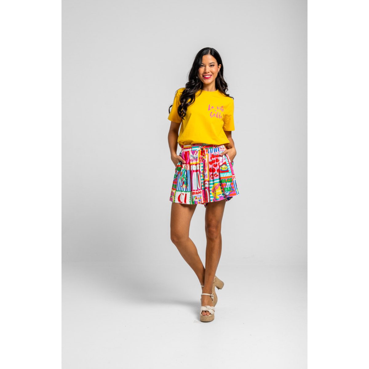 Lolina • Dolce Far Niente Jogging Shorts • Italian collage print - Image 2