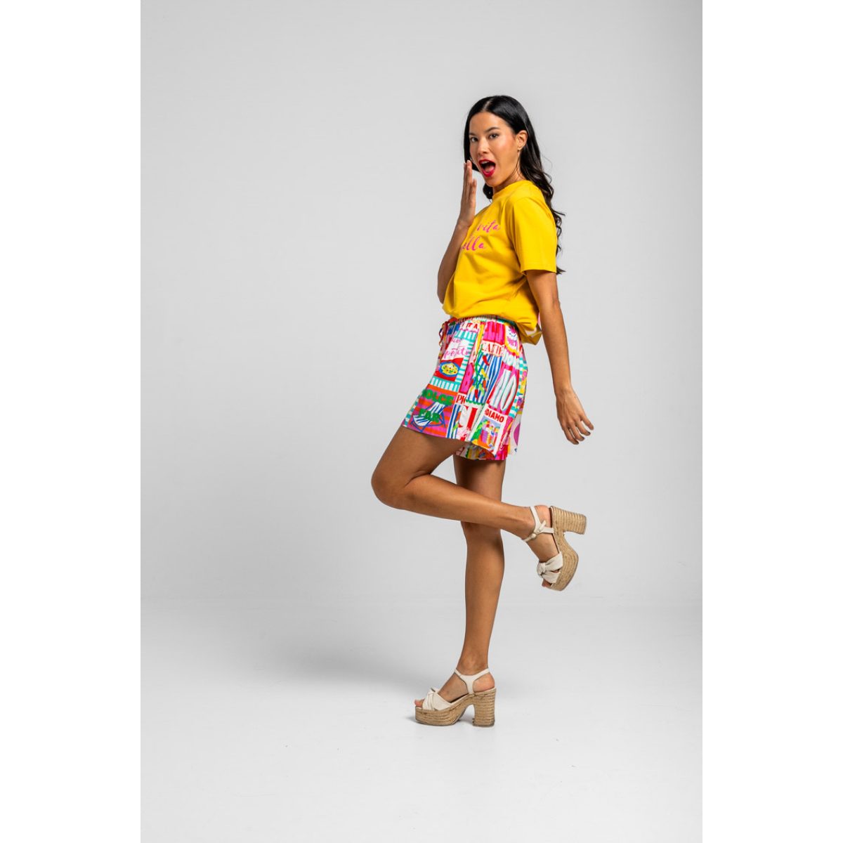 Lolina • Dolce Far Niente Jogging Shorts • Italian collage print - Image 3