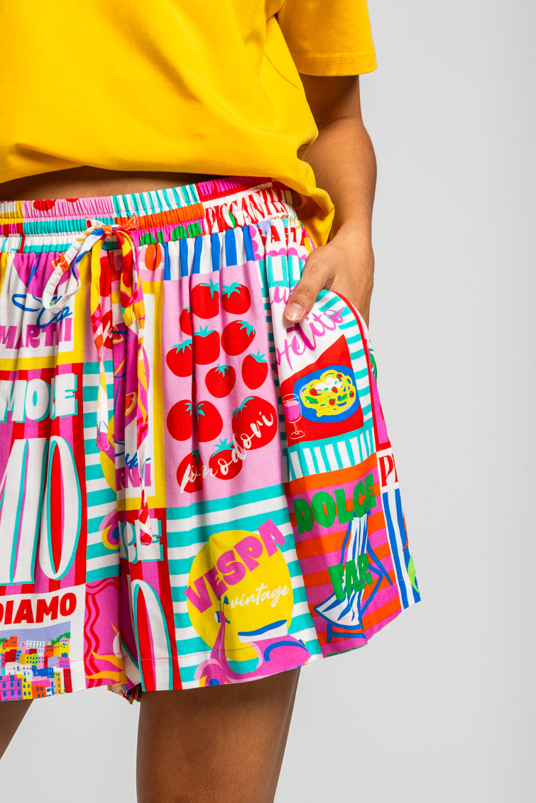 Lolina • Dolce Far Niente Jogging Shorts • Italian collage print