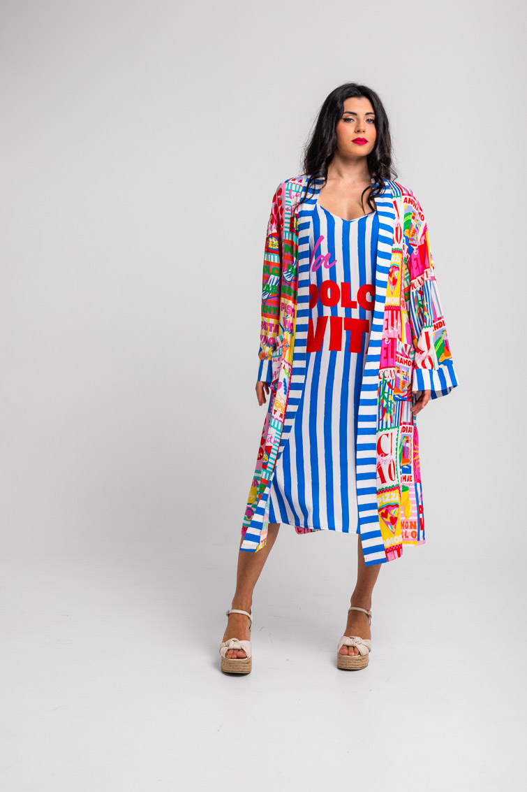 Lolina • Dolce Far Niente Kimono  • Italian collage print