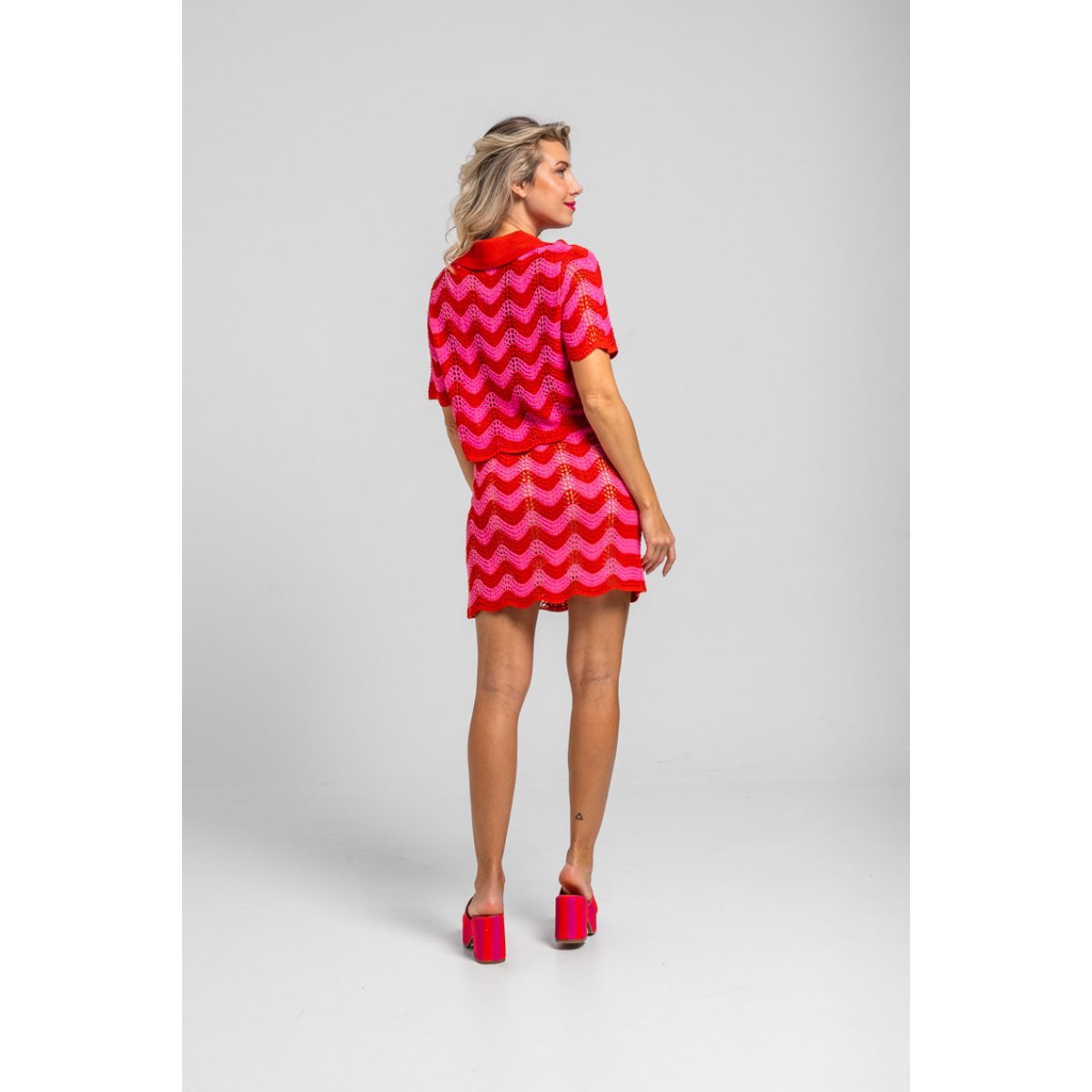 Lolina • Dolce Far Niente • Knitted Co-ord Set Waves • Red Fuchsia - Image 7