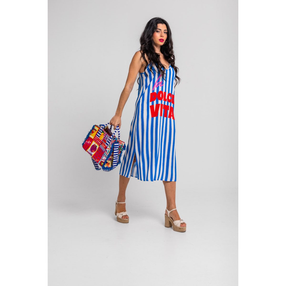 Lolina • Andiamo al mare Striped Slip Dress • White Βlue - Image 2