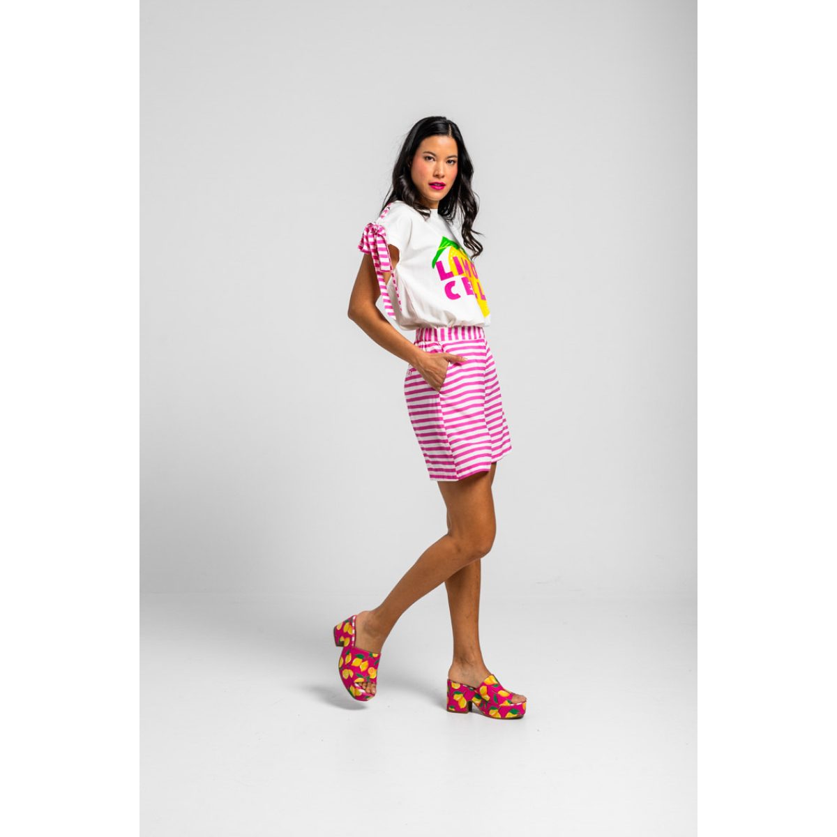 Lolina • Limoncello T-shirt  • White pink yellow - Image 3