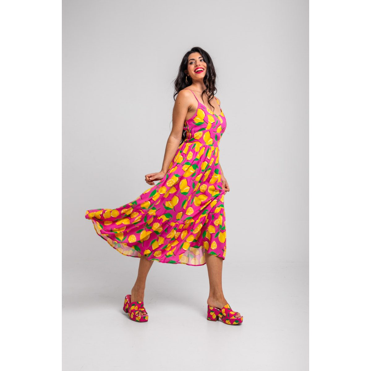 Lolina • Limoncello Bustier Midi Dress • Pink Yelllow - Image 4