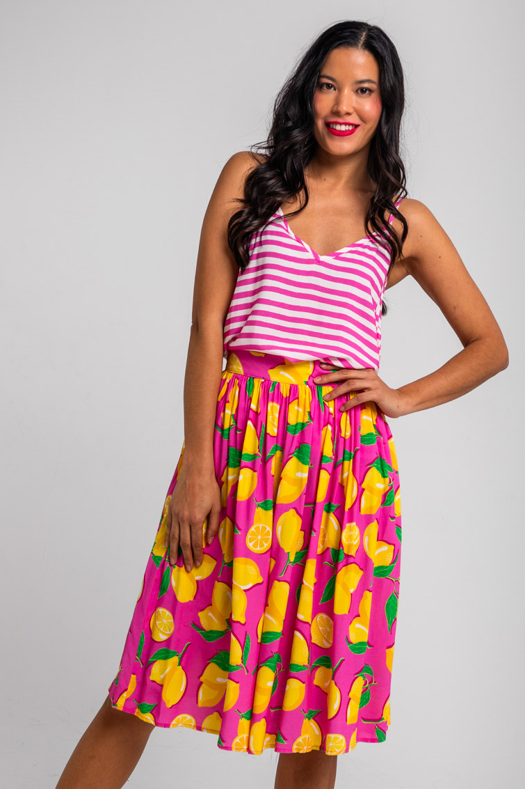 Lolina • Limoncello Lingerie Blouse • Pink White Stripes