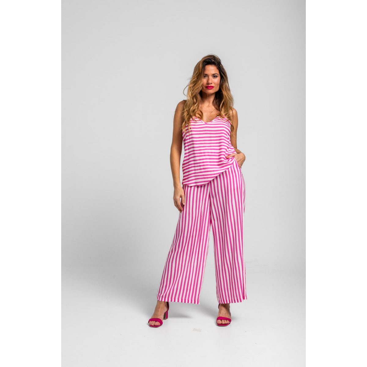 Lolina • Limoncello Lingerie Blouse • Pink White Stripes - Image 2