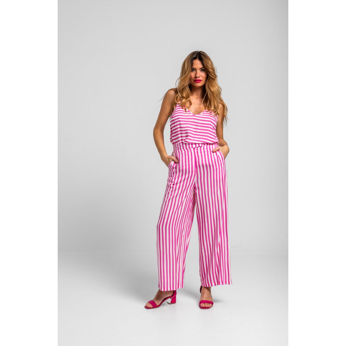 Lolina • Limoncello Striped Culottes • Pink White - Image 2