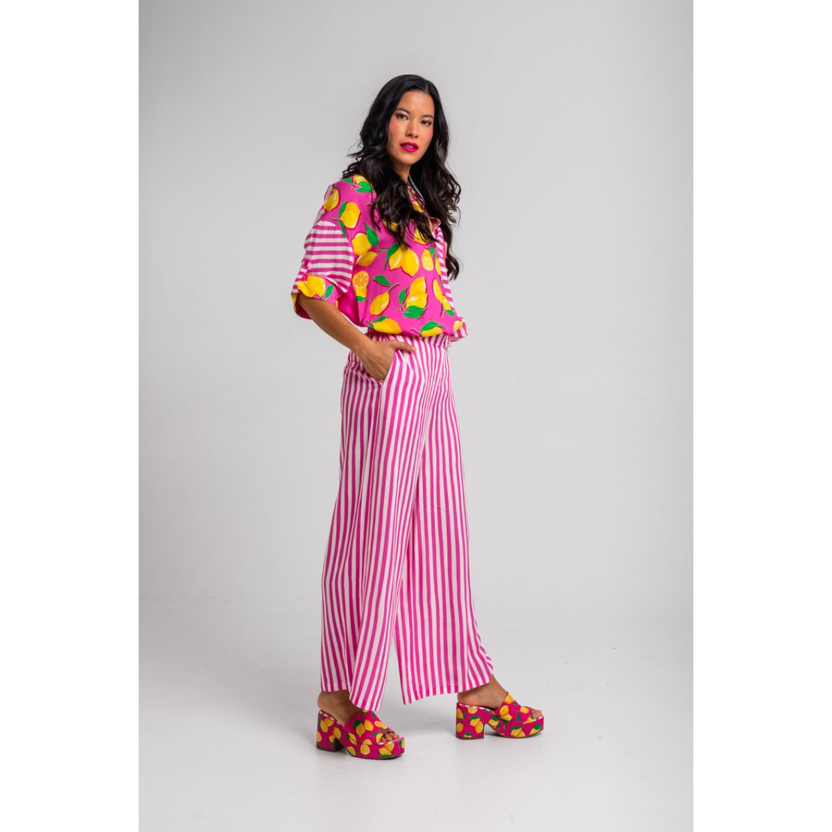 Lolina • Limoncello Striped Culottes • Pink White - Image 3