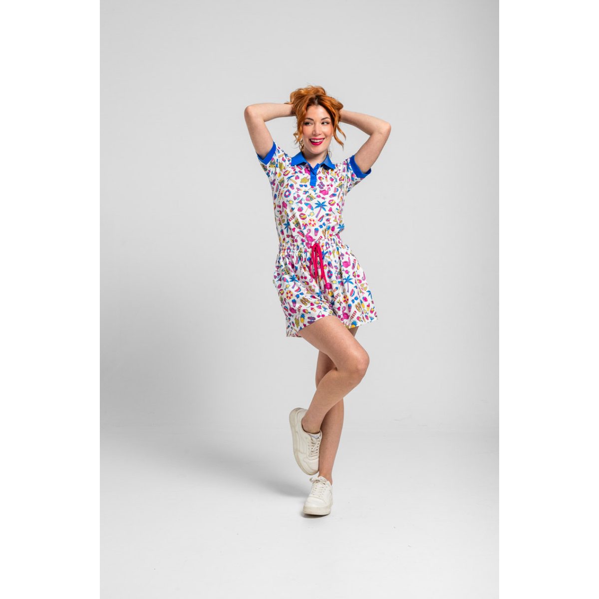 Lolina • Pool Party Jogging Shorts • Pink White Blue - Image 3