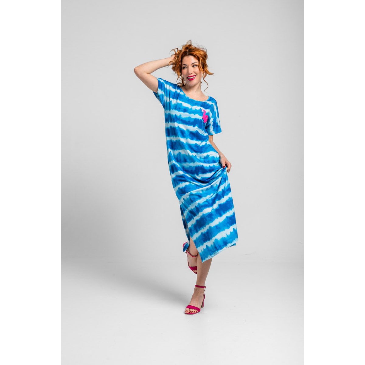 Lolina • Pool Party Long T-shirt Dress • Blue Tie-dye - Image 4