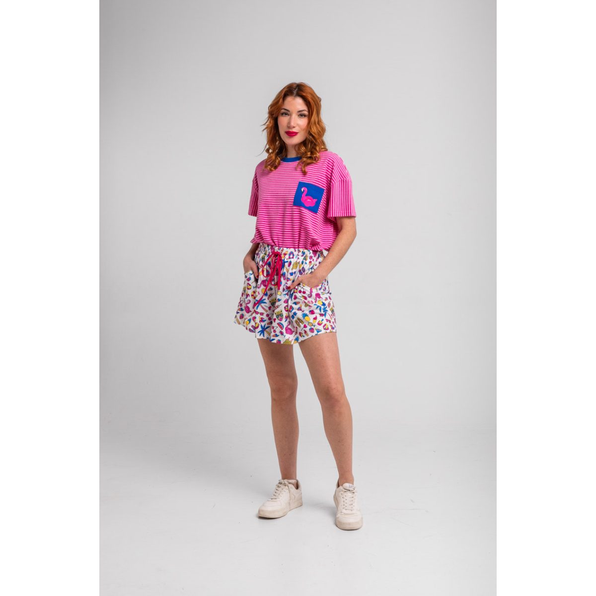 Lolina • Pool Party Jogging Shorts • Pink White Blue - Image 4