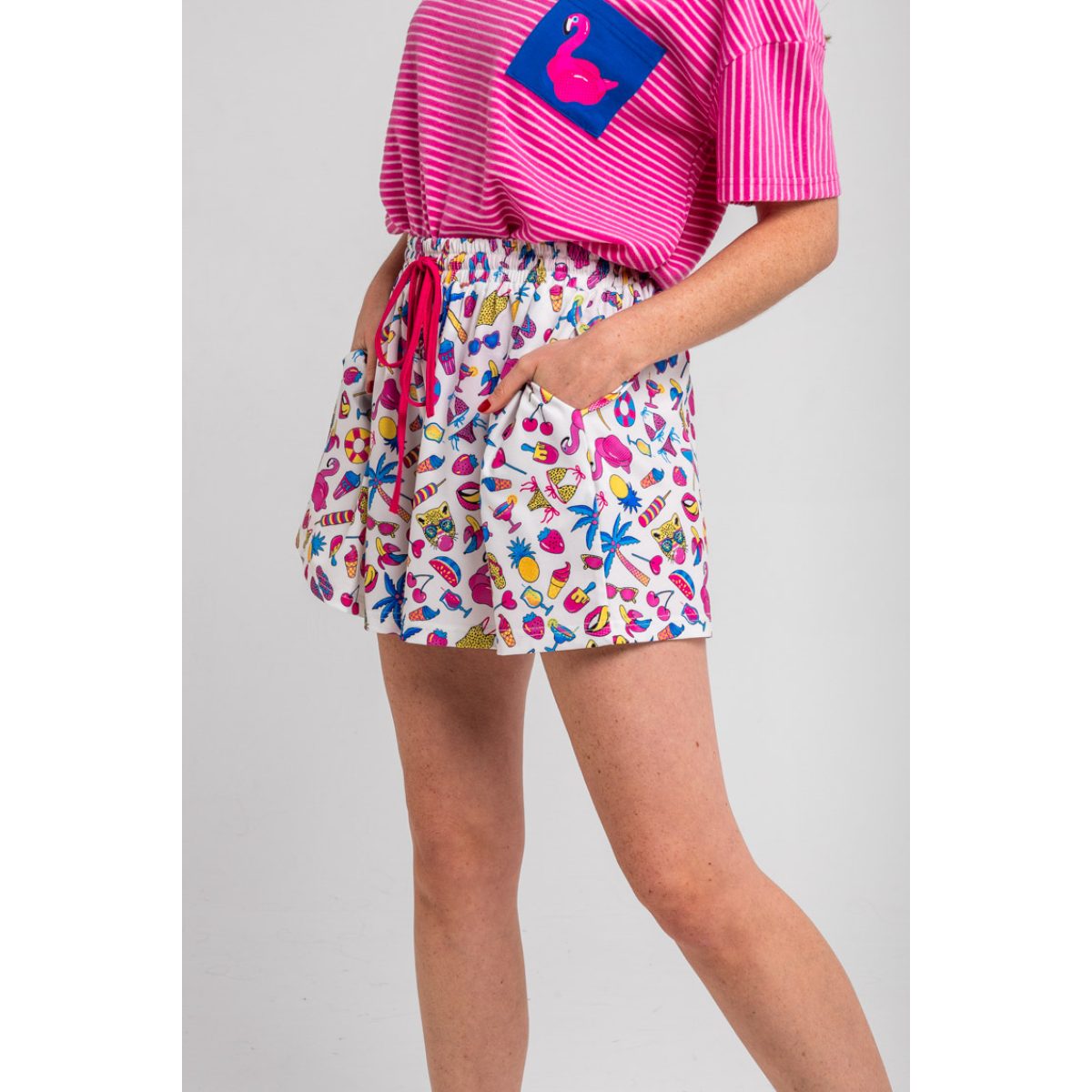 Lolina • Pool Party Jogging Shorts • Pink White Blue - Image 2
