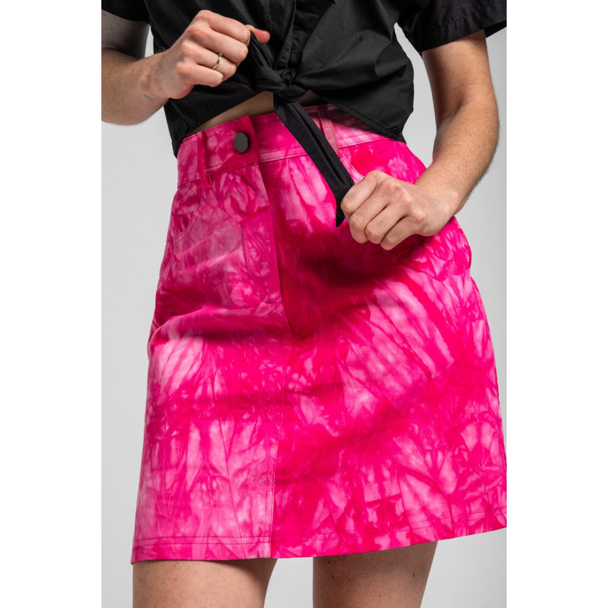 Lolina • Summer time Jeans Mini Skirt • Fuchsia Tie-dye - Image 2