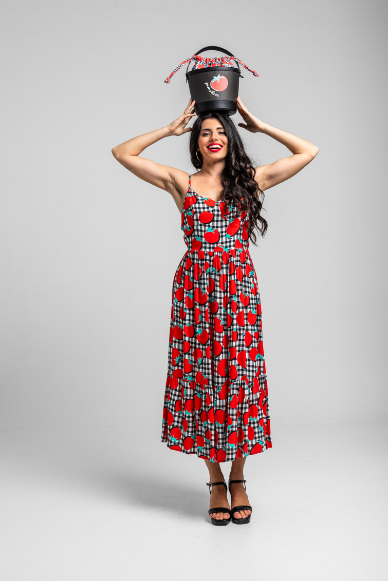 Lolina • Pomodori Bustier Midi Dress • White Red Black