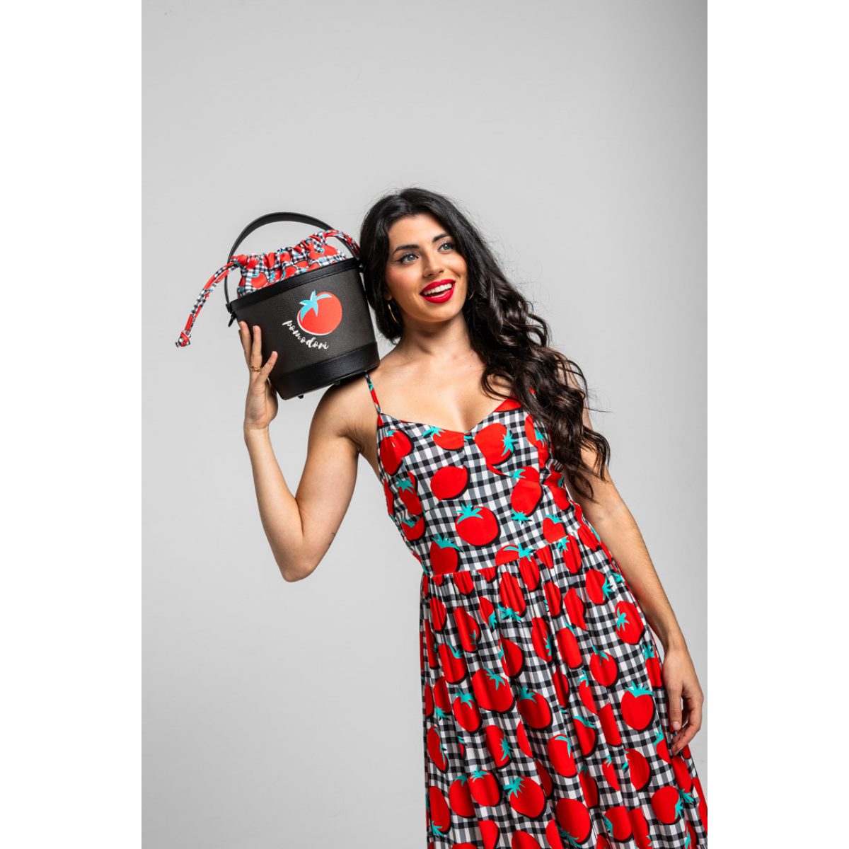 Lolina • Pomodori Bustier Midi Dress • White Red Black - Image 6