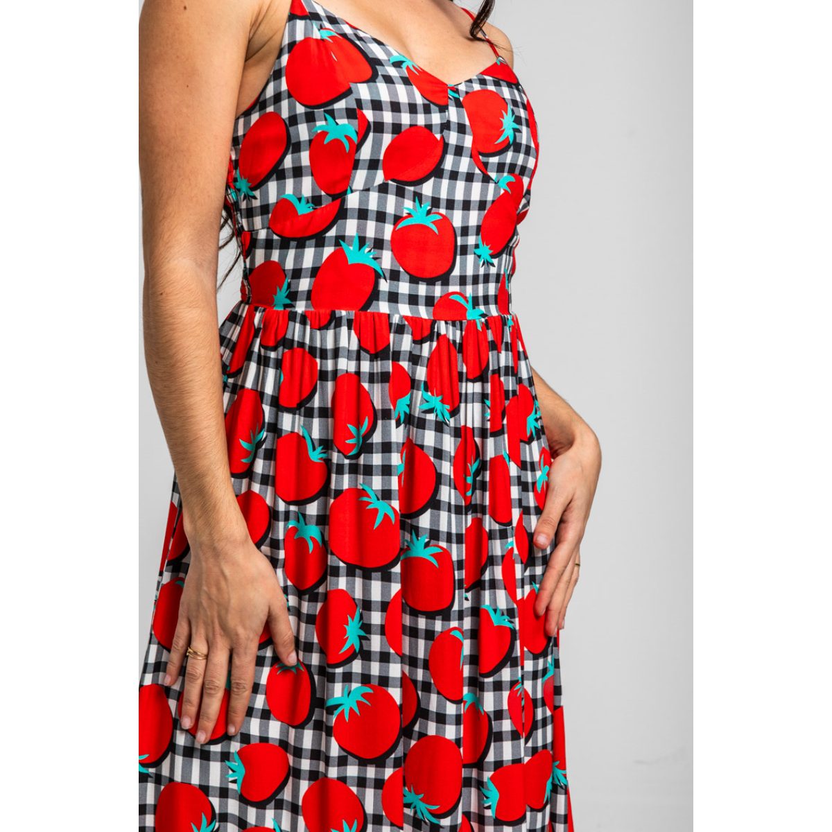 Lolina • Pomodori Bustier Midi Dress • White Red Black - Image 8