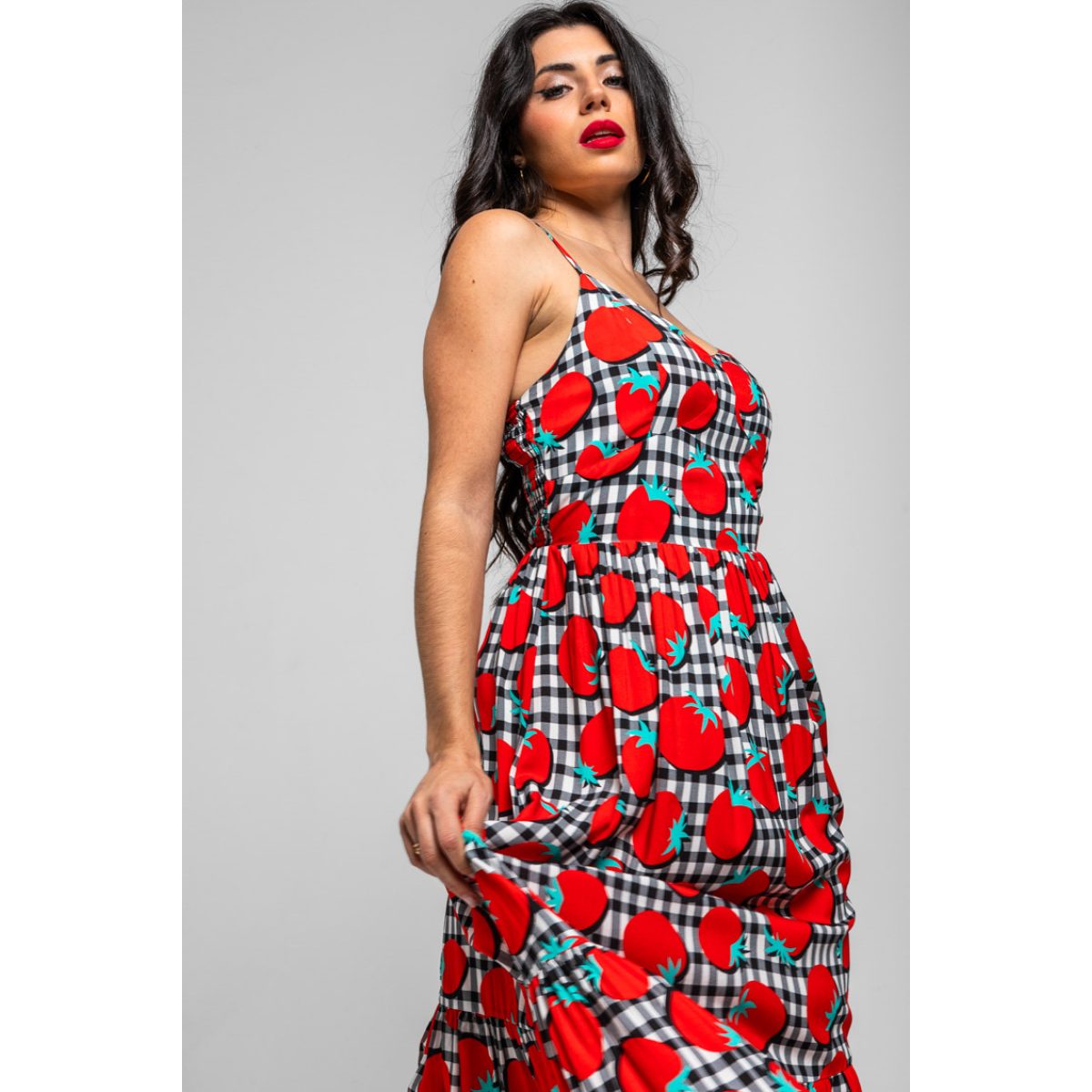 Lolina • Pomodori Bustier Midi Dress • White Red Black - Image 7