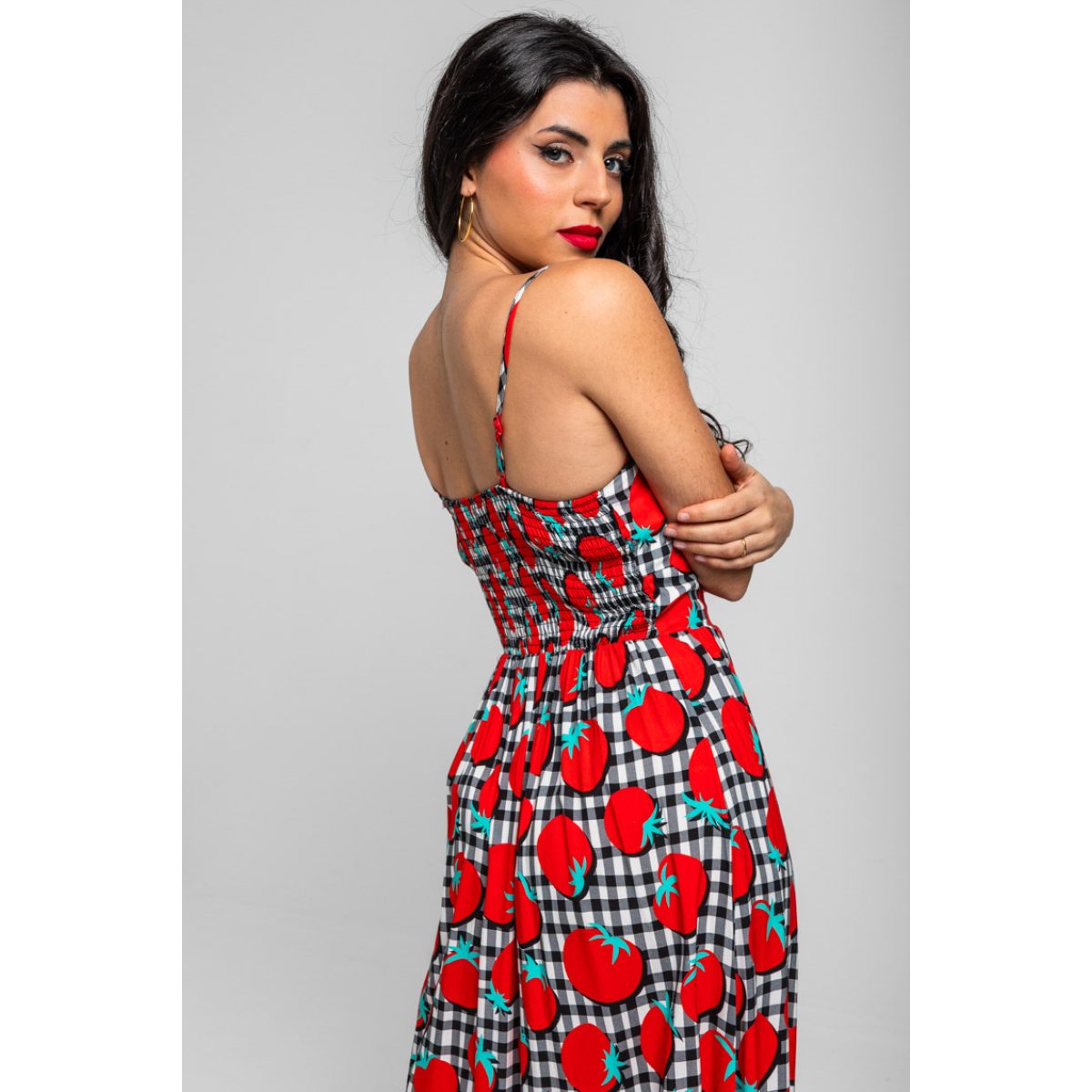 Lolina • Pomodori Bustier Midi Dress • White Red Black - Image 5