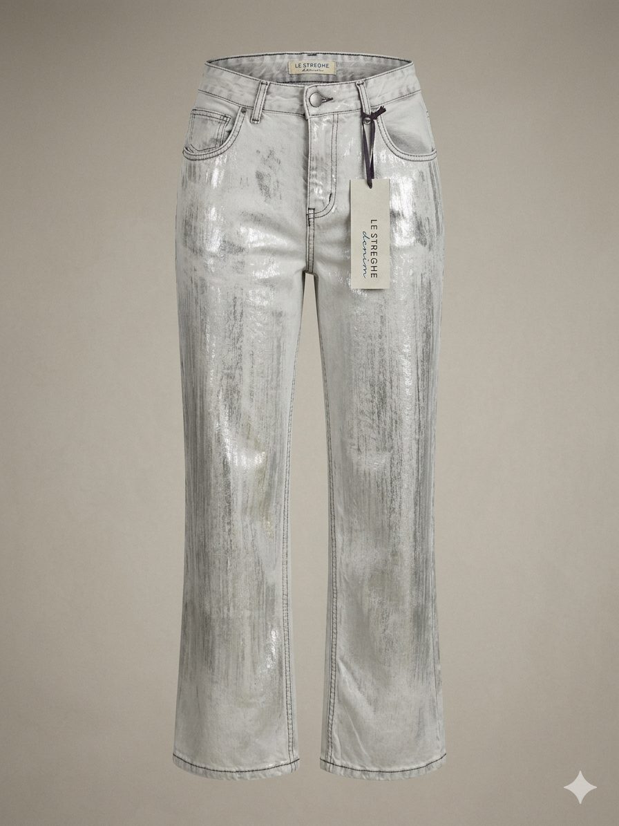 Le Streghe • Spalmato Jeans • White Grey Mirrored