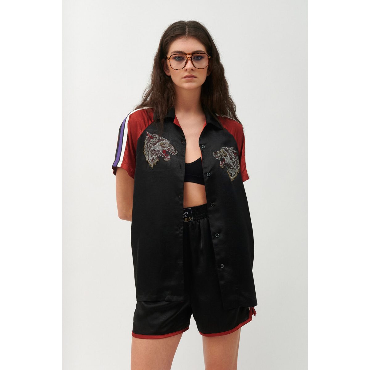 Cloud9byL • Holiday Satin Shirt • Black - Image 3