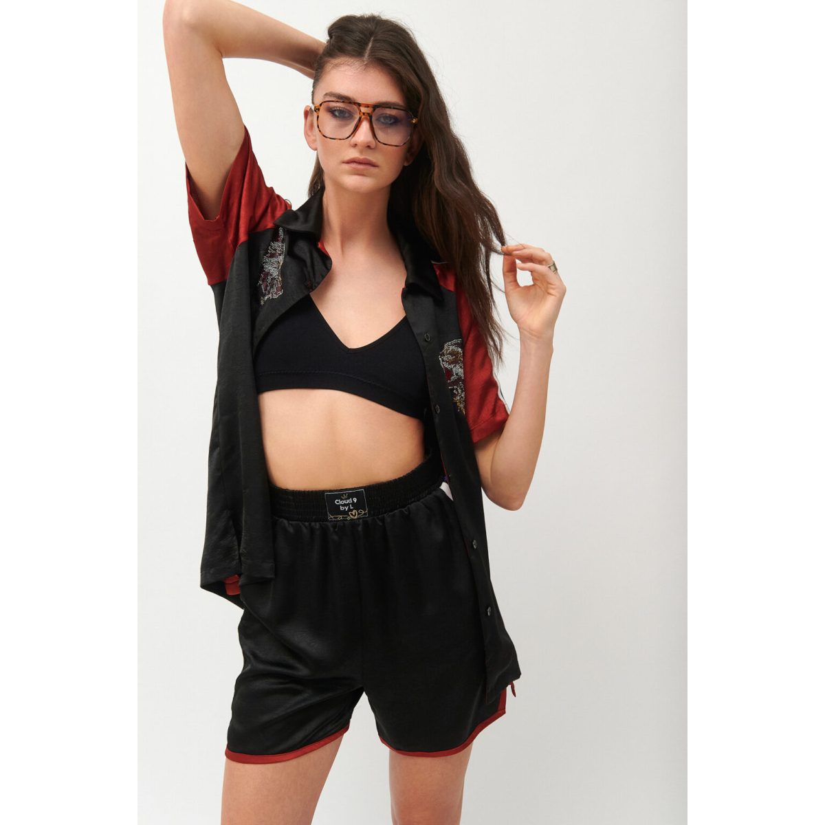 Cloud9byL • Holiday Satin Shirt • Black - Image 4