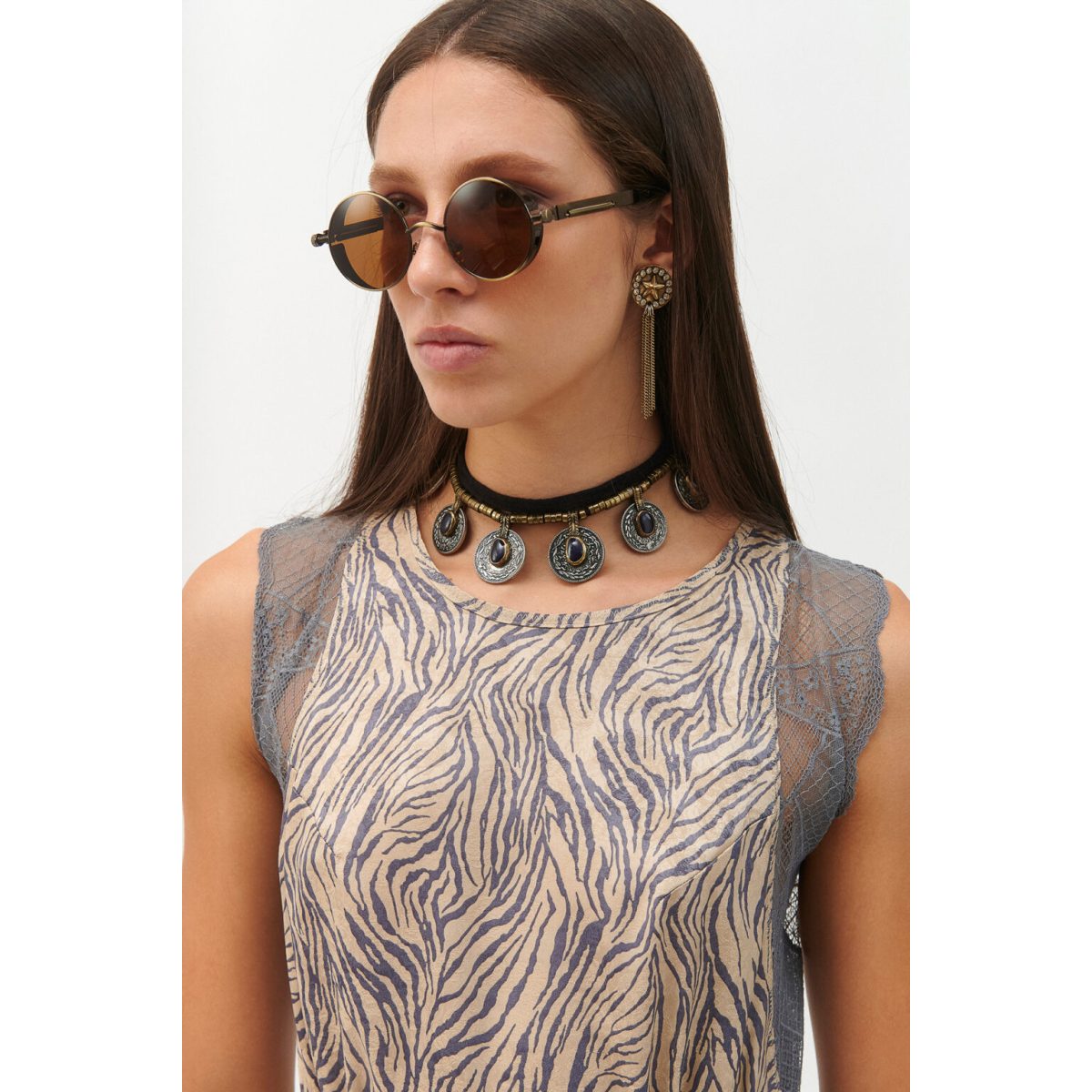 Cloud9byL • Jett Midi Dress • Ivory Purple Zebra - Image 4