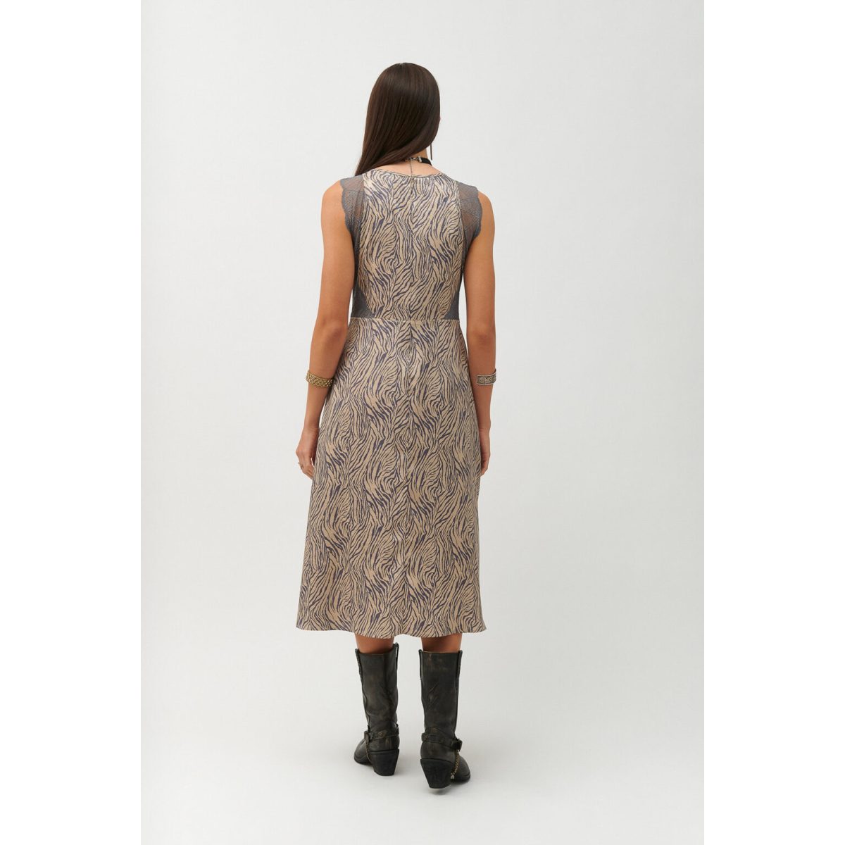 Cloud9byL • Jett Midi Dress • Ivory Purple Zebra - Image 5