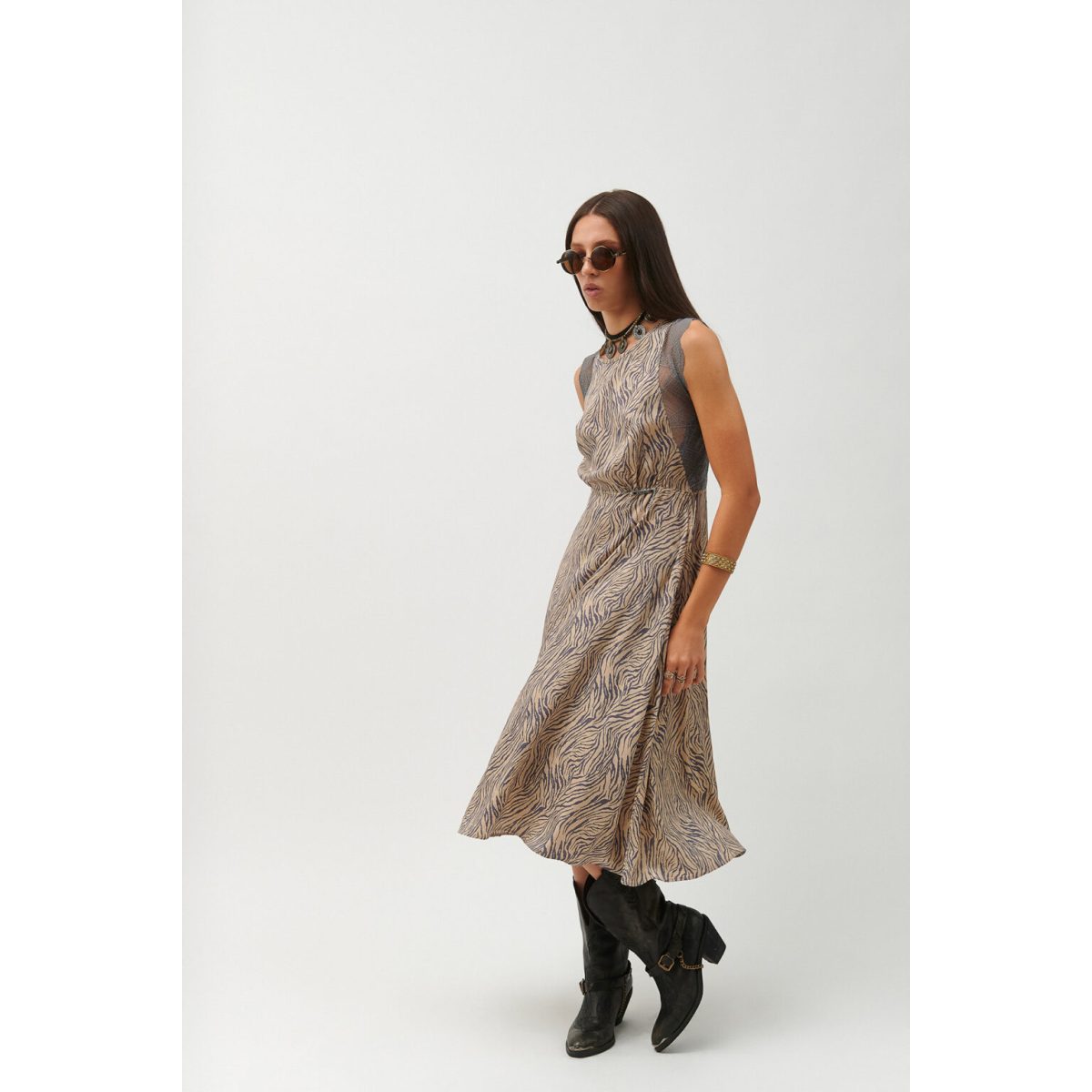 Cloud9byL • Jett Midi Dress • Ivory Purple Zebra - Image 6