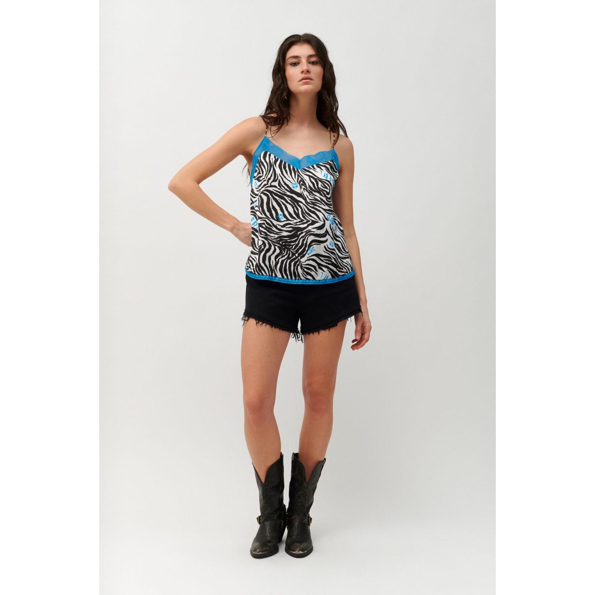 Cloud9byL • Veda Camisole • Zebra White Black Blue - Image 4
