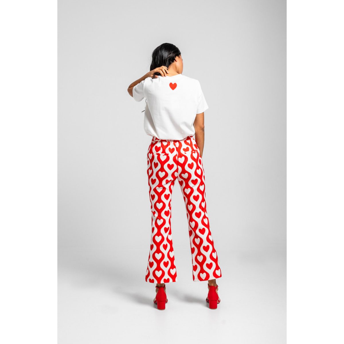 Lolina • More amor por favor Flared Pants • White Red - Image 3