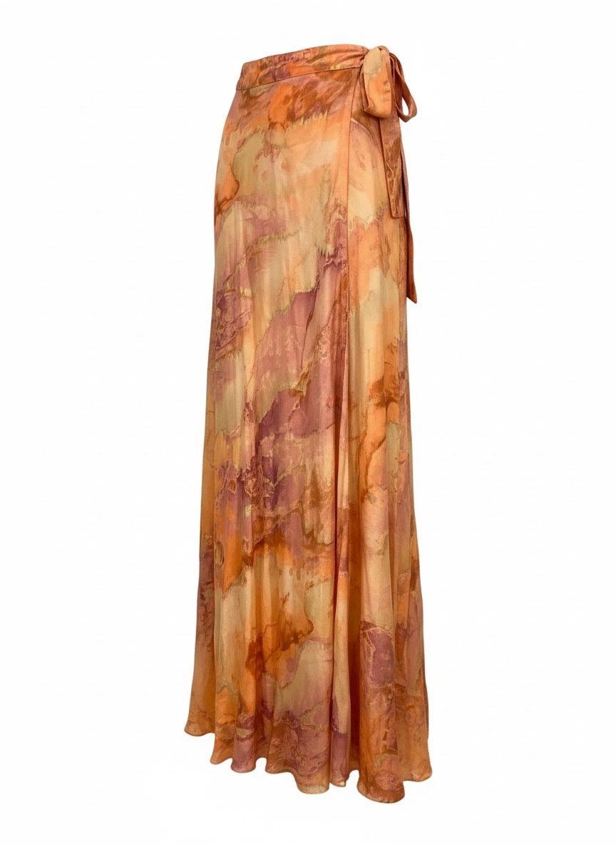 Pahiesa Formentera • Silk Collection • Pareo Long Skirt • Coral Gold